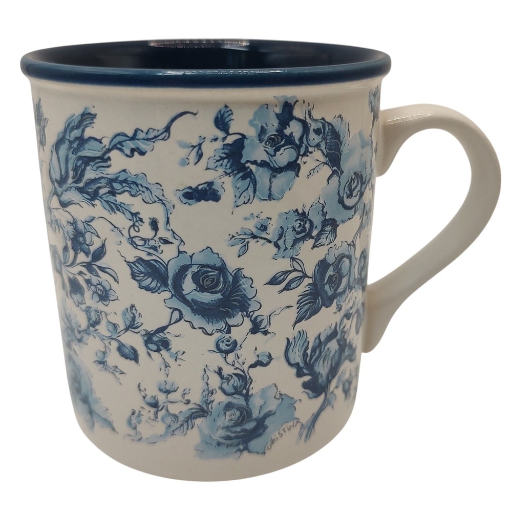 Vintage Potpourri Press Coffee Mug 1988 Windsor Blue and‎ White Flowers Ten oz